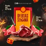Pack para açougue com 40 artes editáveis no canva