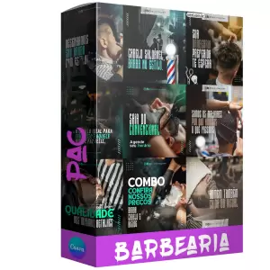 Pack de barbearia com 330 artes editáveis no canva