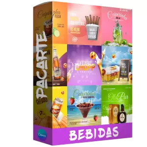 Pacote de 19 Artes Editáveis no Canva para Bebidas