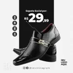 Pack para loja de sapatos com 52 artes editáveis no canva