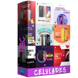 Pack para loja de celulares com 40 artes editáveis no canva
