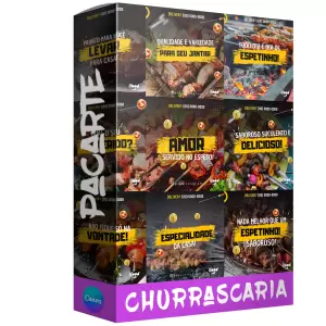 Pack para churrascaria com 40 artes editáveis no canva
