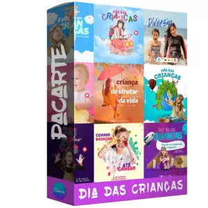 Pack para dia das crianças com 29 artes editáveis no canva