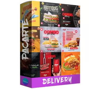 Pack de Delivery com 50 artes editáveis no canva