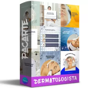 Pacote de 18 Artes Editáveis no Canva para Dermatologia