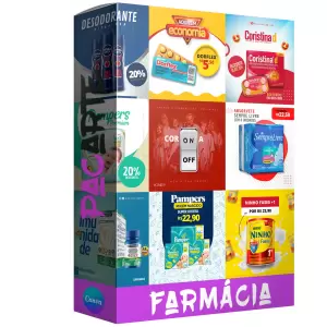 Pack para farmácia com 251 artes editáveis no canva