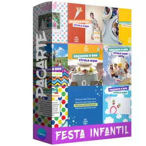 Pacote de 10 artes editáveis para Anúncio de Festas Infantis