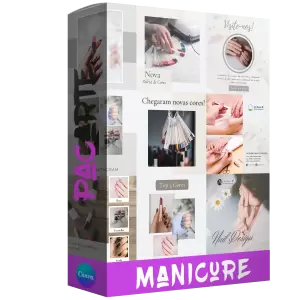 Pacote de 25 Artes Editáveis no Canva para Anúncios de Manicure
