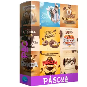 Pack para páscoa com 40 artes editáveis no canva