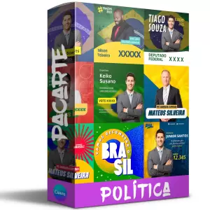 Pacote de 17 Artes Editáveis no Canva para Anúncios Políticos