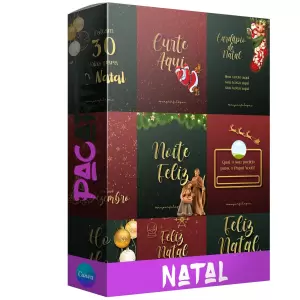 Pacote de 32 Propagandas e Mensagens Editáveis no Canva para o Natal