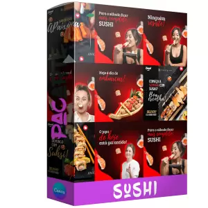 Pack para Sushi com 280 artes editáveis no canva
