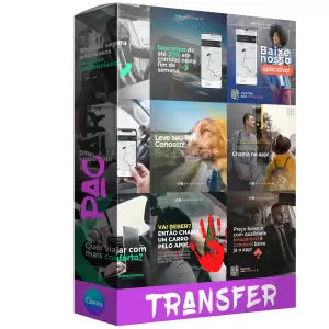 Pack para transfer com 30 artes editáveis no canva