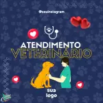 Conjunto de 100 Artes Editáveis no Canva para Consultório Veterinário