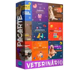 Conjunto de 100 Artes Editáveis no Canva para Consultório Veterinário