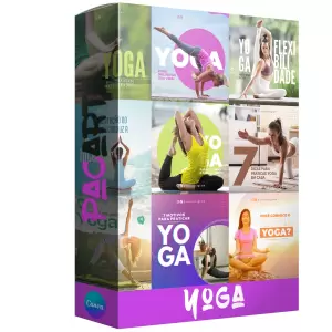 Pack para yôga com 60 artes editáveis no canva